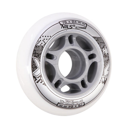 PU kolečka na brusle, 76x24mm, 82A, sada 4 ks, bílá