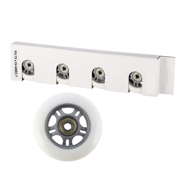 Weiße PU Skateboard-Rollen 72x24 82A, ABEC-7 Kugellager-Set