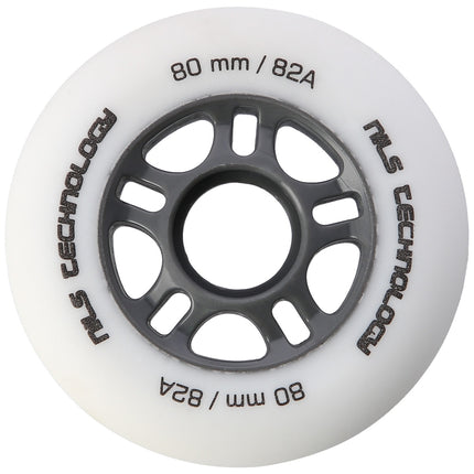 PU kolečka na skateboard, 80x24mm, 82A, sada 4 ks, bílá
