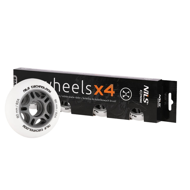 Weiße PU-Skateboard-Rollen, 80x24mm, 82A, 4er-Set