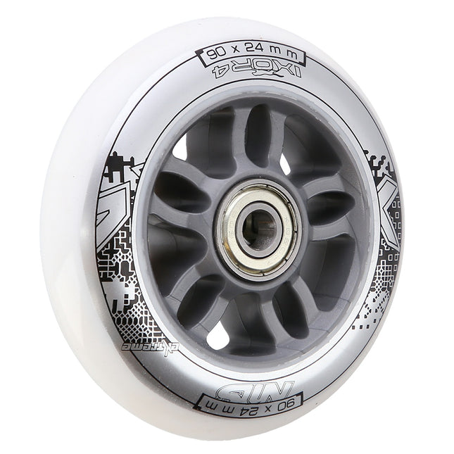 Weiße PU Skateboard-Räder Set, 90x24 82A, ABEC-7 Kugellager