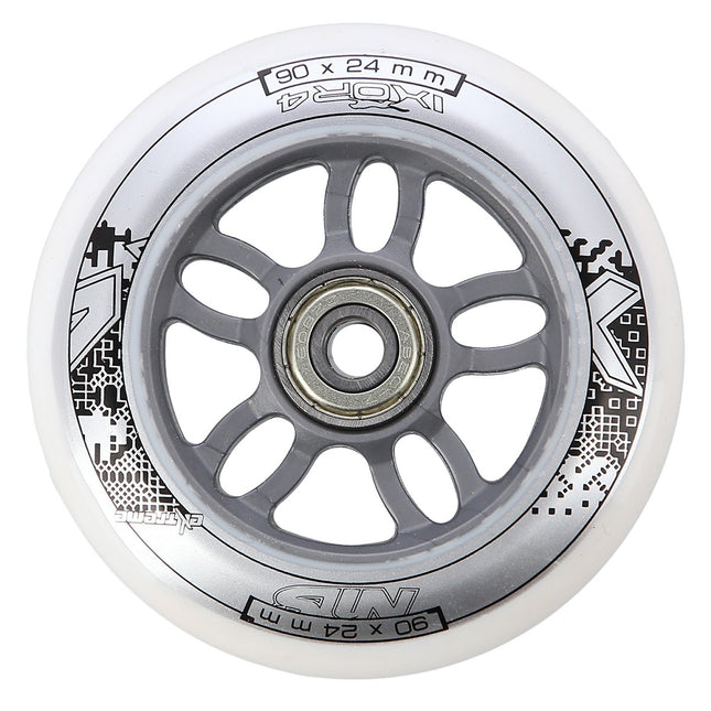Weiße PU Skateboard-Räder Set, 90x24 82A, ABEC-7 Kugellager