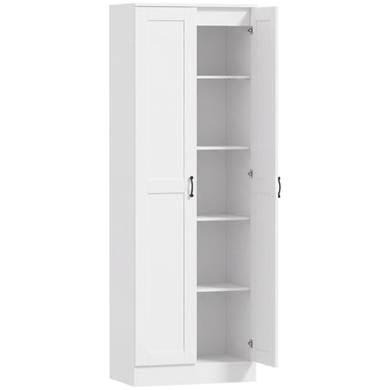 White Pantry Cabinet with Adjustable Shelves, 175 cm