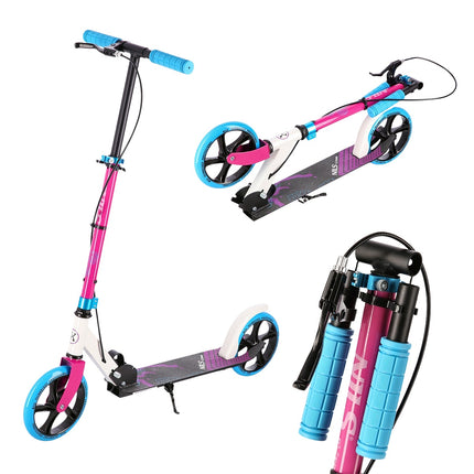 Weiß-Pinker Kinderroller, höhenverstellbar
