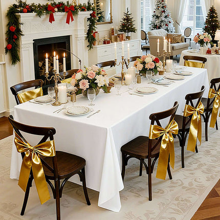 White Polyester Rectangle Tablecloths, 70x120, 6-Pack