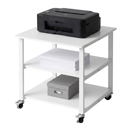 White Printer Stand with Castors – 3-Tier, Under-Desk