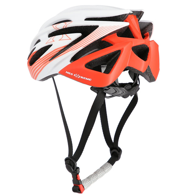 Fahrradhelm Weiß-Rot, Größe M (53-58 cm)