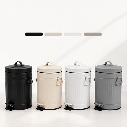 White Retro Bathroom Pedal Bin, 5 Litre Capacity