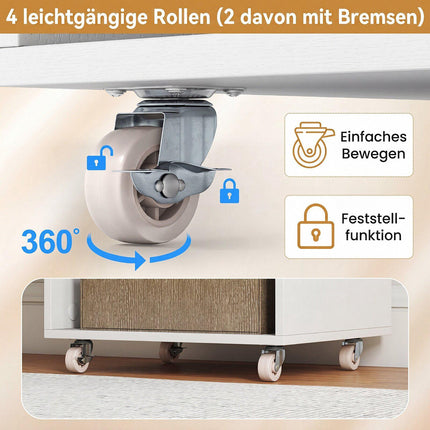 White Rolling Craft Cart with 3 Drawers & Shelves