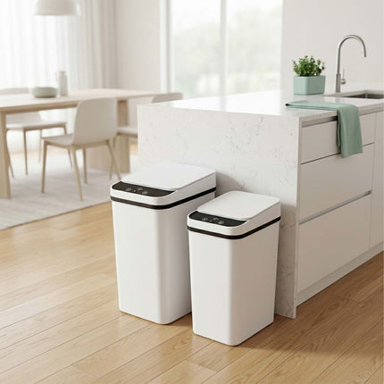 White Sensor Bins, Set of 2 – 9L & 15L Capacity