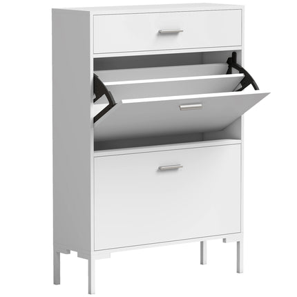 White Shoe Cabinet for 12 Pairs with Adjustable Shelves