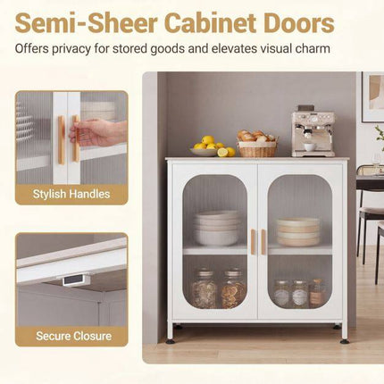 White Sideboard Buffet Cabinet with Adjustable Shelf