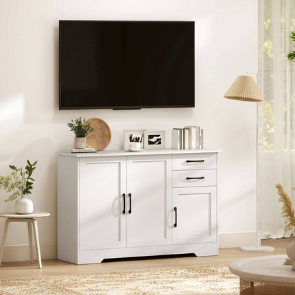 White Sideboard with 2 Drawers and Adjustable Shelf