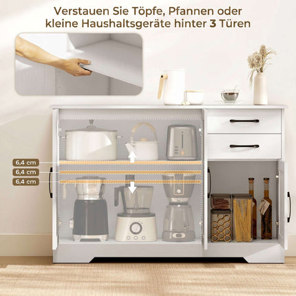 White Sideboard with 2 Drawers and Adjustable Shelf