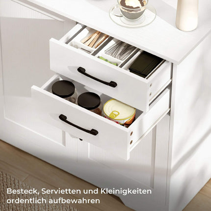 White Sideboard with 2 Drawers and Adjustable Shelf