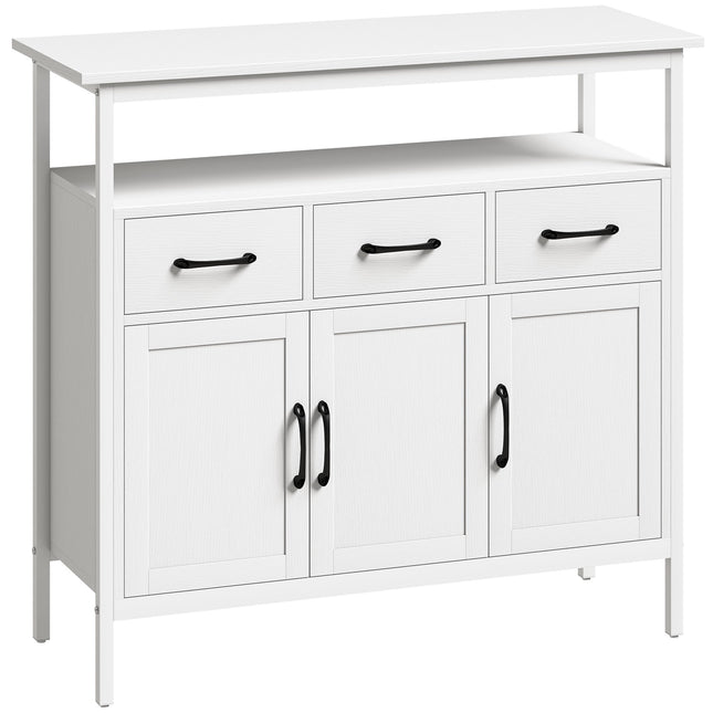 Weißes Sideboard mit verstellbaren Einlegeböden und 3 Schubladen