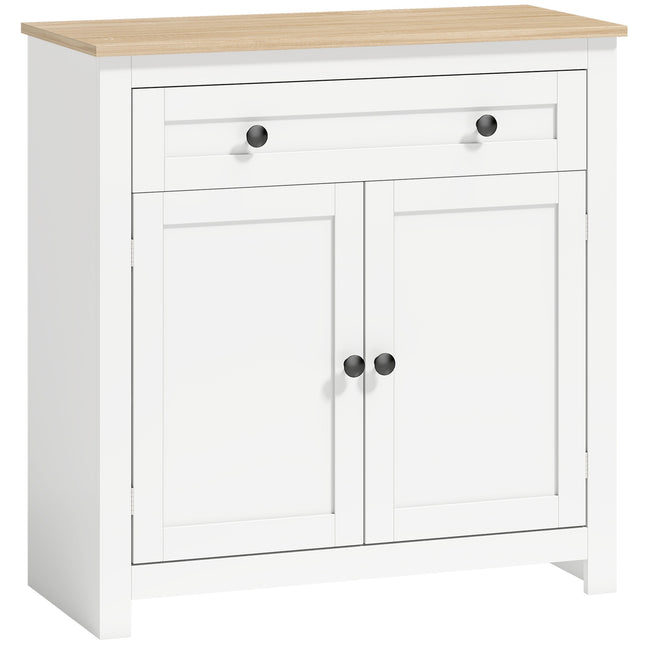 Weißes Sideboard mit Schublade und verstellbarem Einlegeboden, 78.5x35x80 cm