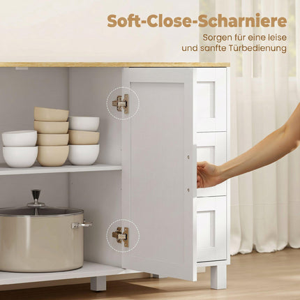 White Sideboard with Soft-Close Doors and 3 Drawers