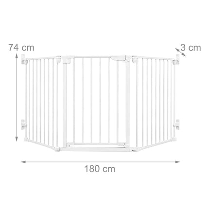 Weißes Sicherheitsgitter aus Stahl, verstellbar 85–180 cm