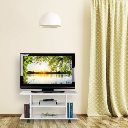 Weißer TV-Schrank auf Rädern