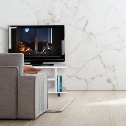 Weißer TV-Schrank auf Rädern