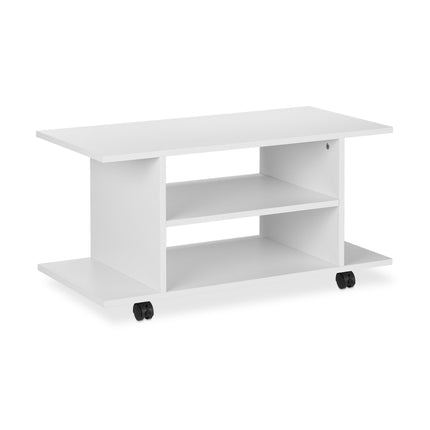 Weißer TV-Schrank auf Rädern