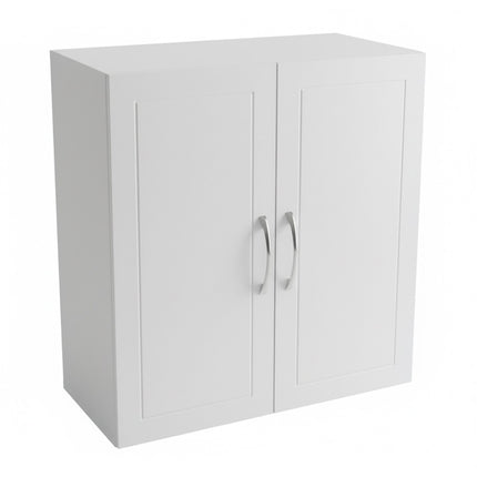 White Wall-Mounted Bathroom Cabinet, Adjustable Shelves