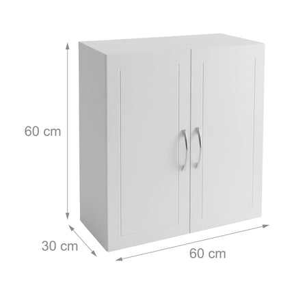 White Wall-Mounted Bathroom Cabinet, Adjustable Shelves