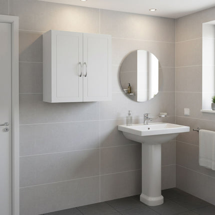 White Wall-Mounted Bathroom Cabinet, Adjustable Shelves