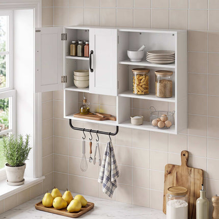 White Wall-Mounted Bathroom Cabinet with Adjustable Shelves