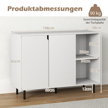 Weißes Sideboard aus Holz mit verstellbaren Einlegeböden und Türen