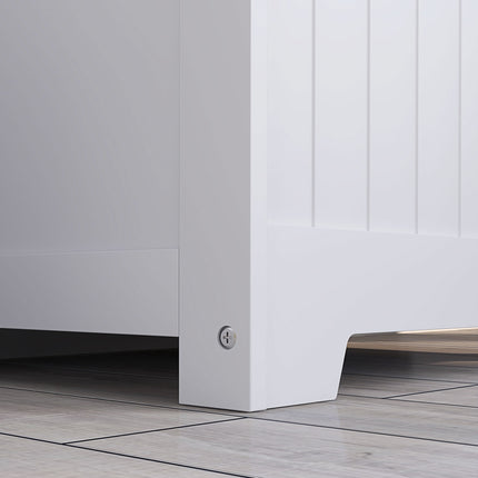 White Wooden Storage Chest with Lid, 61L Capacity