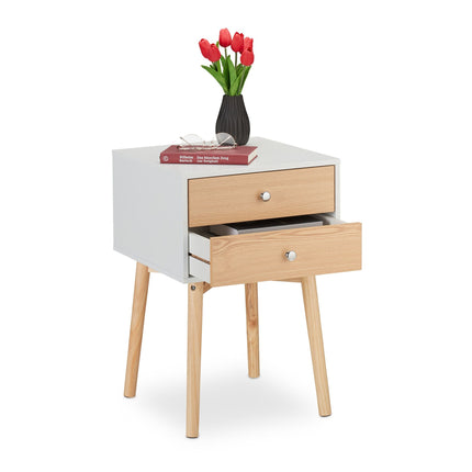 White bedside table with 2 drawers