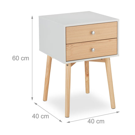 White bedside table with 2 drawers