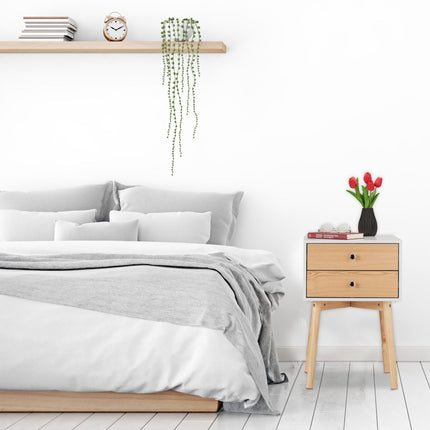 White bedside table with 2 drawers