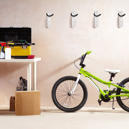 Weißes Fahrradhalter Wand 4er Set