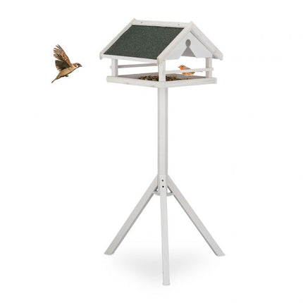 Table à oiseaux blanche sur poteau