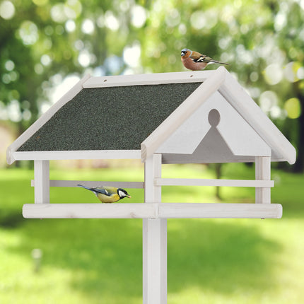 Table à oiseaux blanche sur poteau