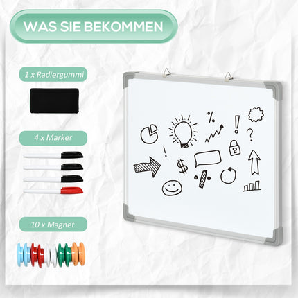 Magnetische Whiteboard-Staffelei-Set mit Markern und Magneten, 60x45cm