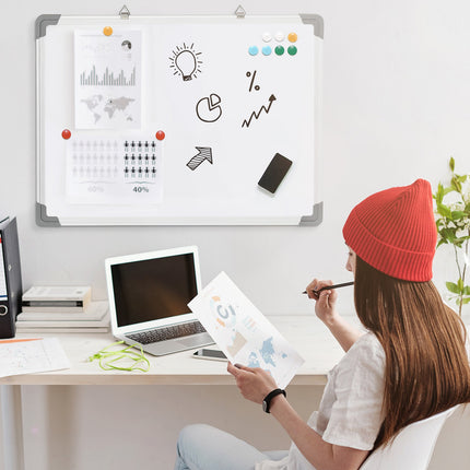 Magnetische Whiteboard-Staffelei-Set mit Markern und Magneten, 60x45cm