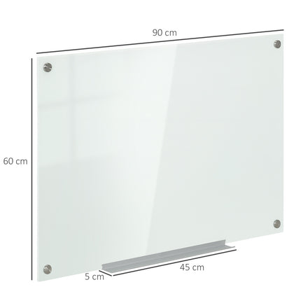 Whiteboard-Glasplatte, Staffelei, Regal, 90x60cm, 4 Stifte