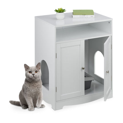 White cat cabinet for litter box