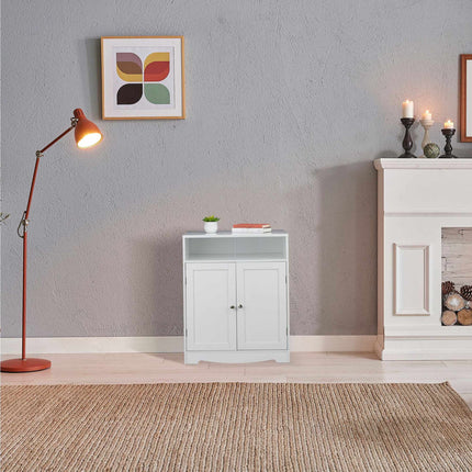 White cat cabinet for litter box