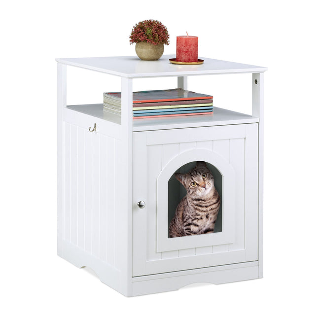 Weißer Katzenschrank mit Regal