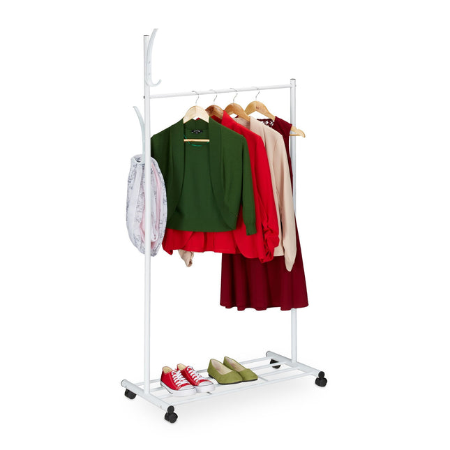 White coat hanger with wheels