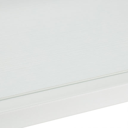 Table basse blanche avec plateau en verre