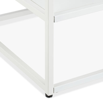 Table basse blanche avec plateau en verre