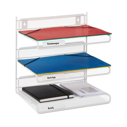 White document holder with 3 compartments