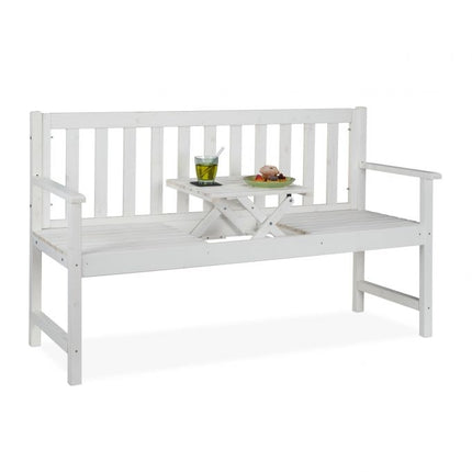 Banc de jardin blanc avec table