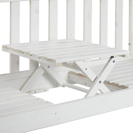 Banc de jardin blanc avec table